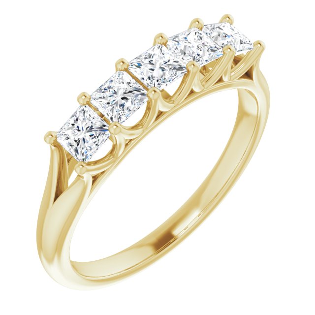 0.90 ct. Princess Cut Diamond Wedding Band 5 Stone Anniversary Ring-VIRABYANI